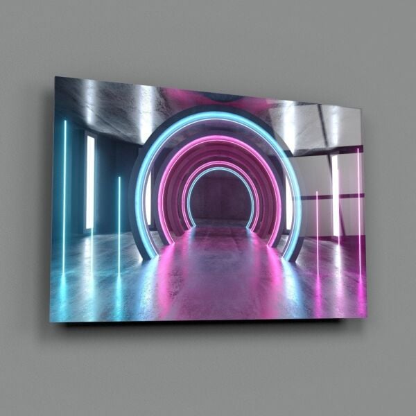 Neon Işıklar Cam Tablo