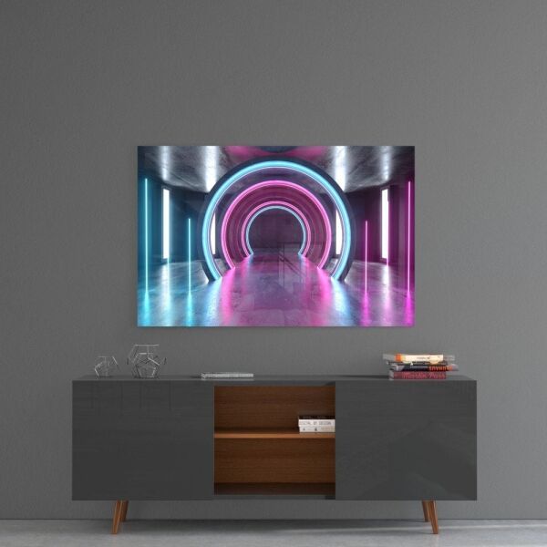 Neon Işıklar Cam Tablo