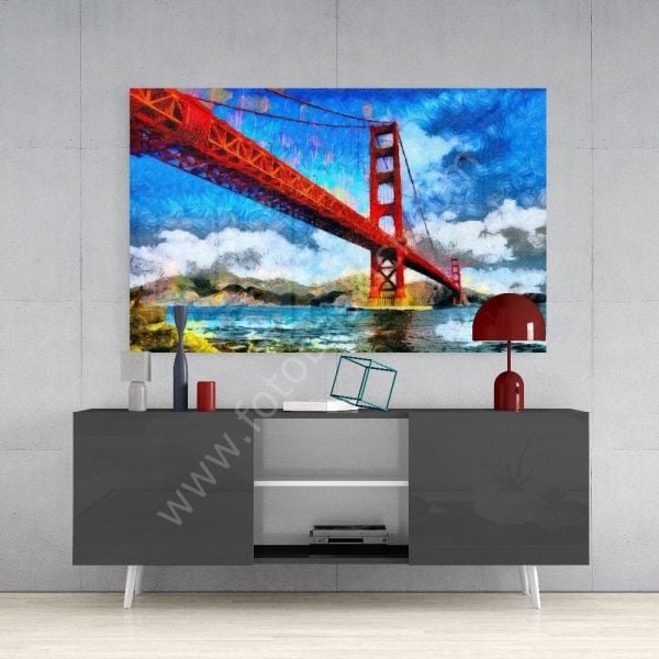 Golden Gate Bridge Köprüsü Cam Tablo