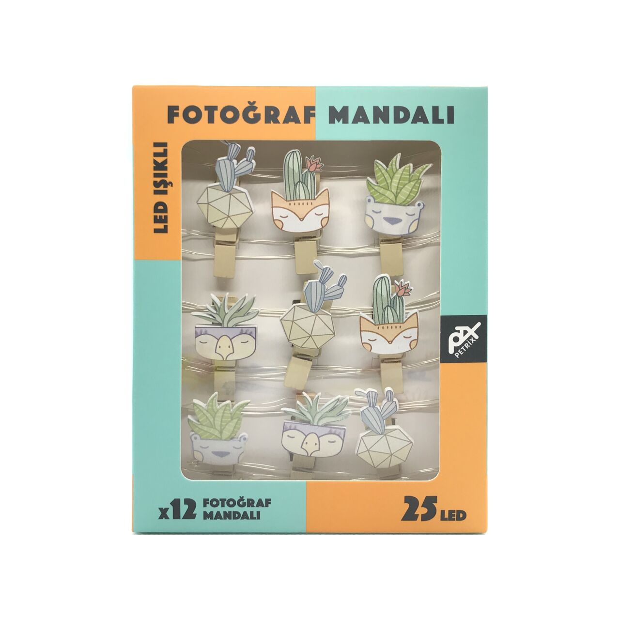 3 Metre Bakır Kablolu Bitki Figürlü 12 Mandallı Pilli Led Işık