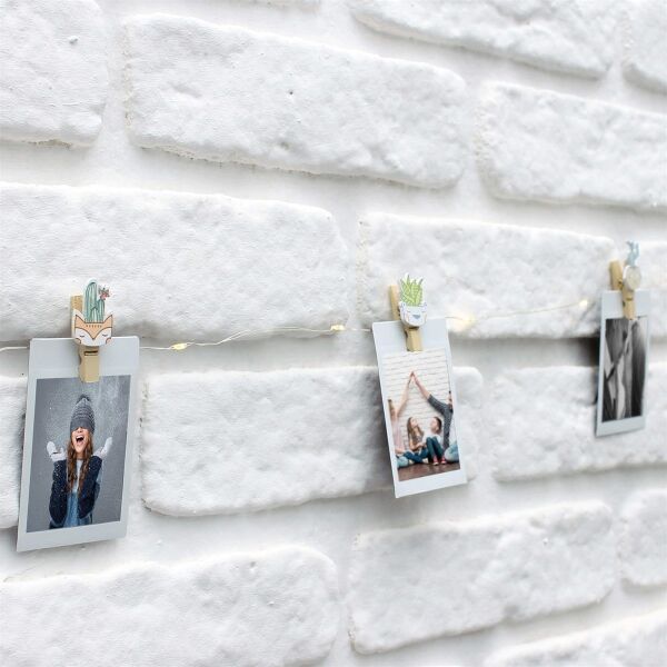 3 Metre Bakır Kablolu Bitki Figürlü 12 Mandallı Pilli Led Işık