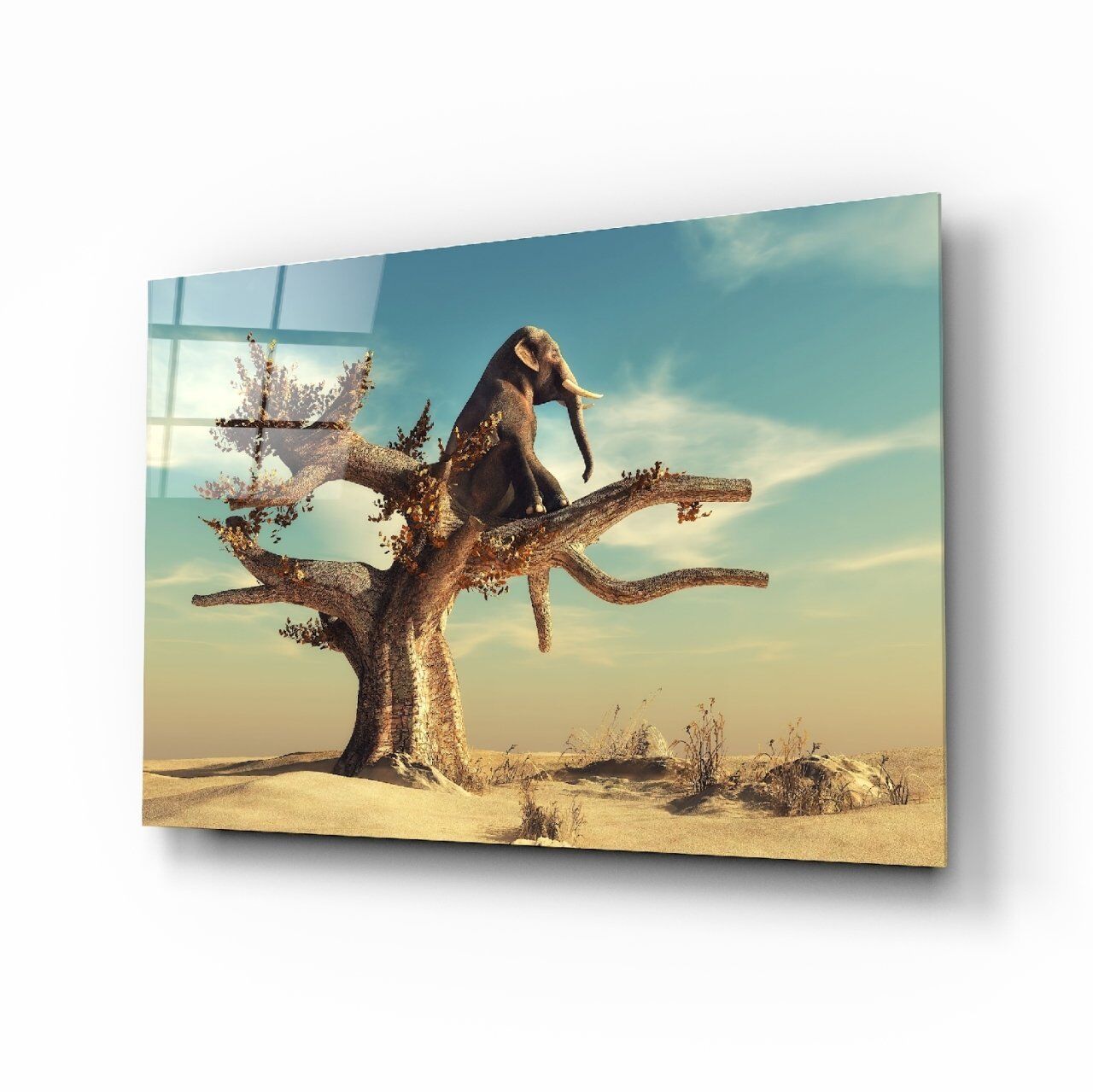 Düşünen Fil Cam Tablo