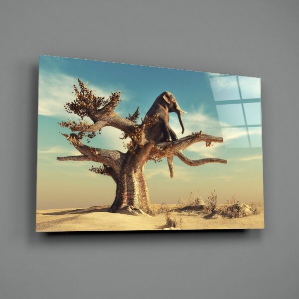 Düşünen Fil Cam Tablo