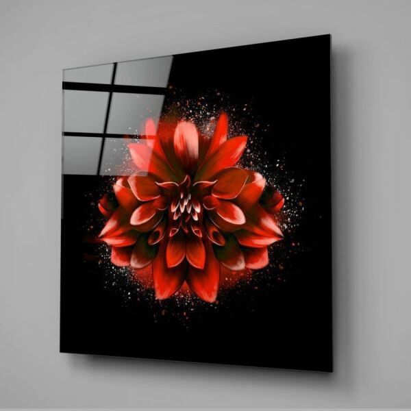 Kırmızı Lotus Cam Tablo