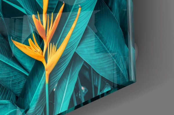 Tropik Yaprak Cam Tablo No:1194