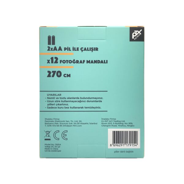 3 Metre Bakır Kablolu Meyve Figürlü 12 Mandallı Pilli Led Işık