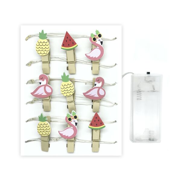 3 Metre Bakır Kablolu Meyve Figürlü 12 Mandallı Pilli Led Işık