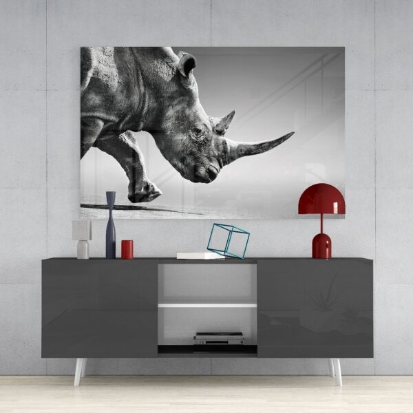 Siyah Gergedan Cam Tablo