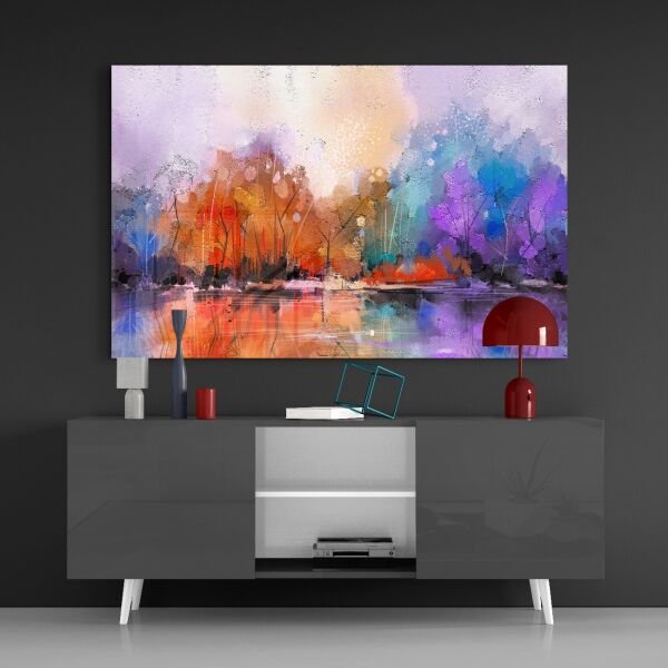 Göl Manzarası Cam Tablo