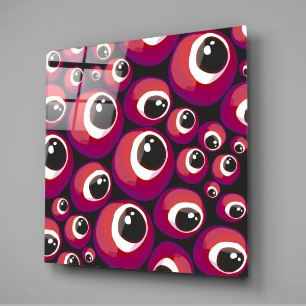 Kırmızı Nazar Boncukları Cam Tablo