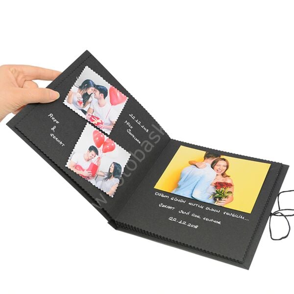 Beyaz Kalem Hediyeli Siyah Anı Defteri 20x20 cm