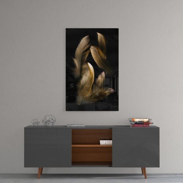 Altın Tüy Cam Tablo