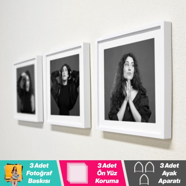 Sök Tak Kare Çerçeve Seti Beyaz 3'lü 21x21 cm