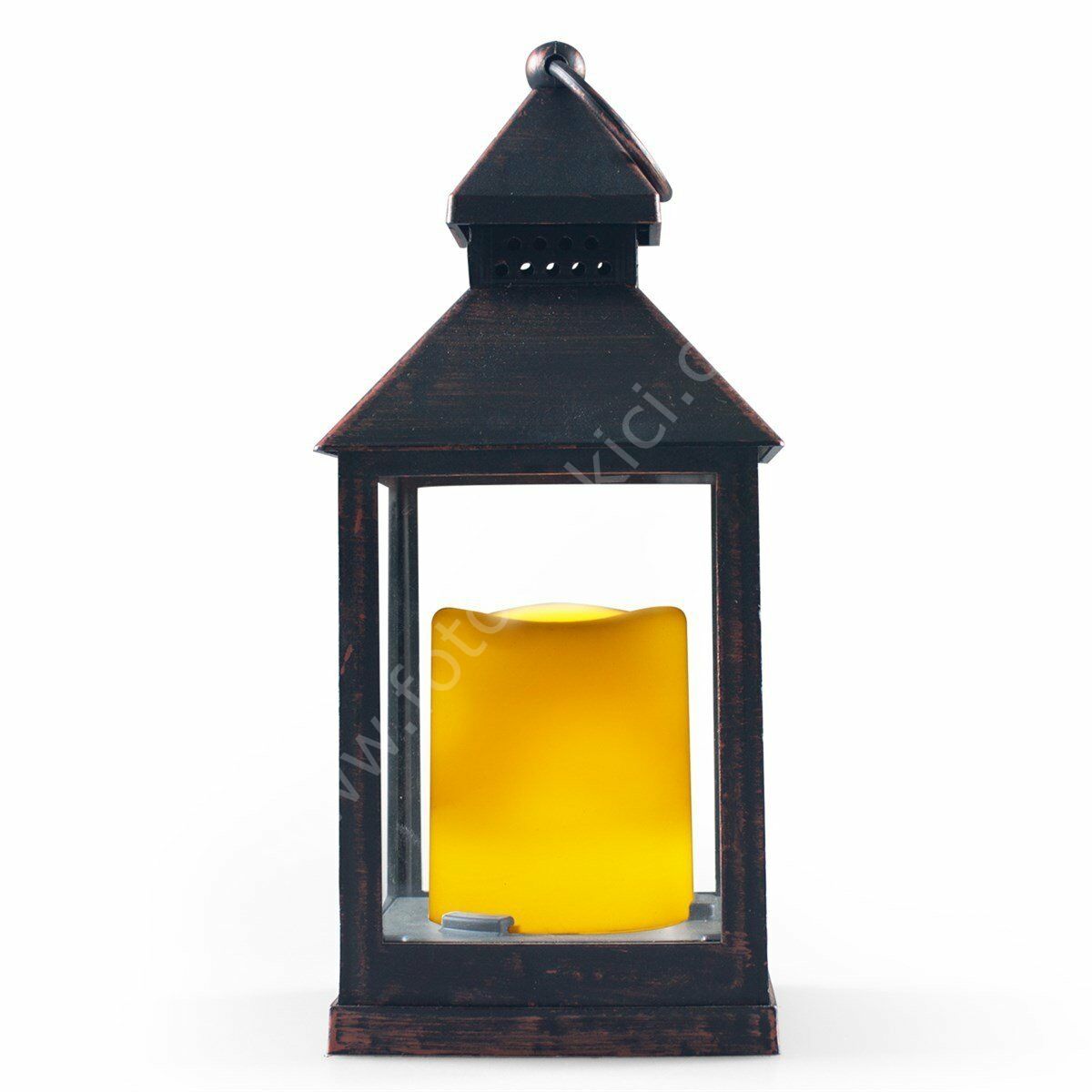 Mumlu Alev Efektli Nostaljik Bronz Led Fener