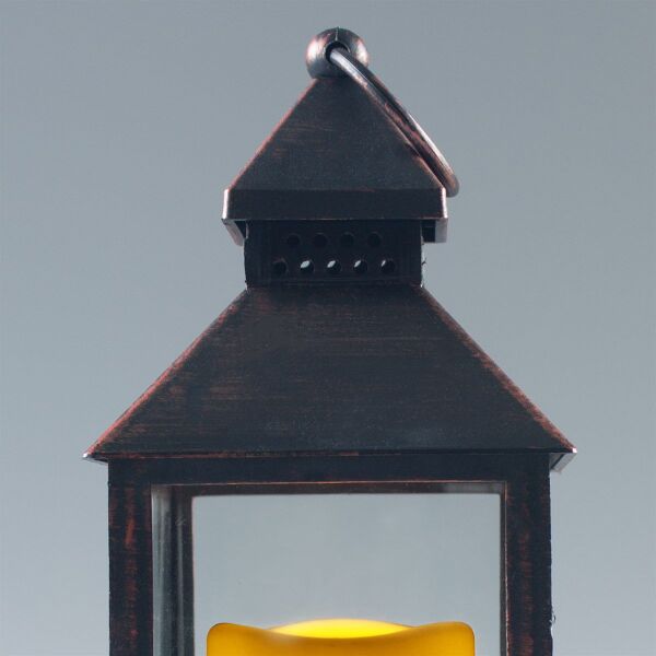 Mumlu Alev Efektli Nostaljik Bronz Led Fener