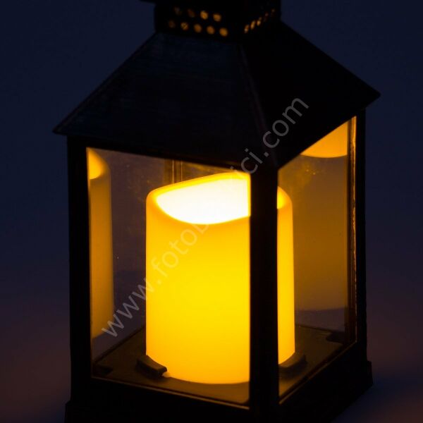 Mumlu Alev Efektli Nostaljik Bronz Led Fener