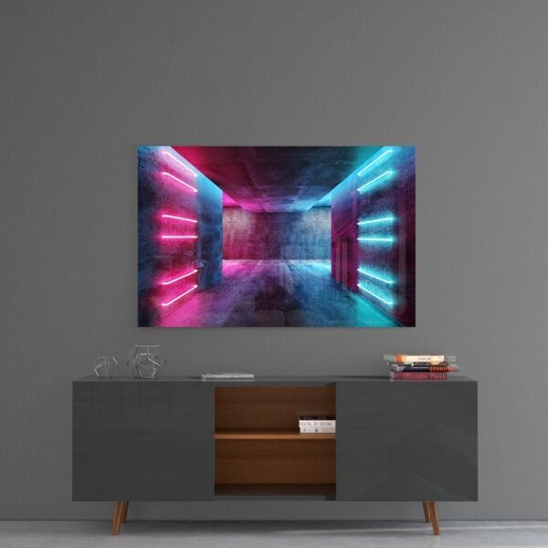 Neon Işıklar Cam Tablo