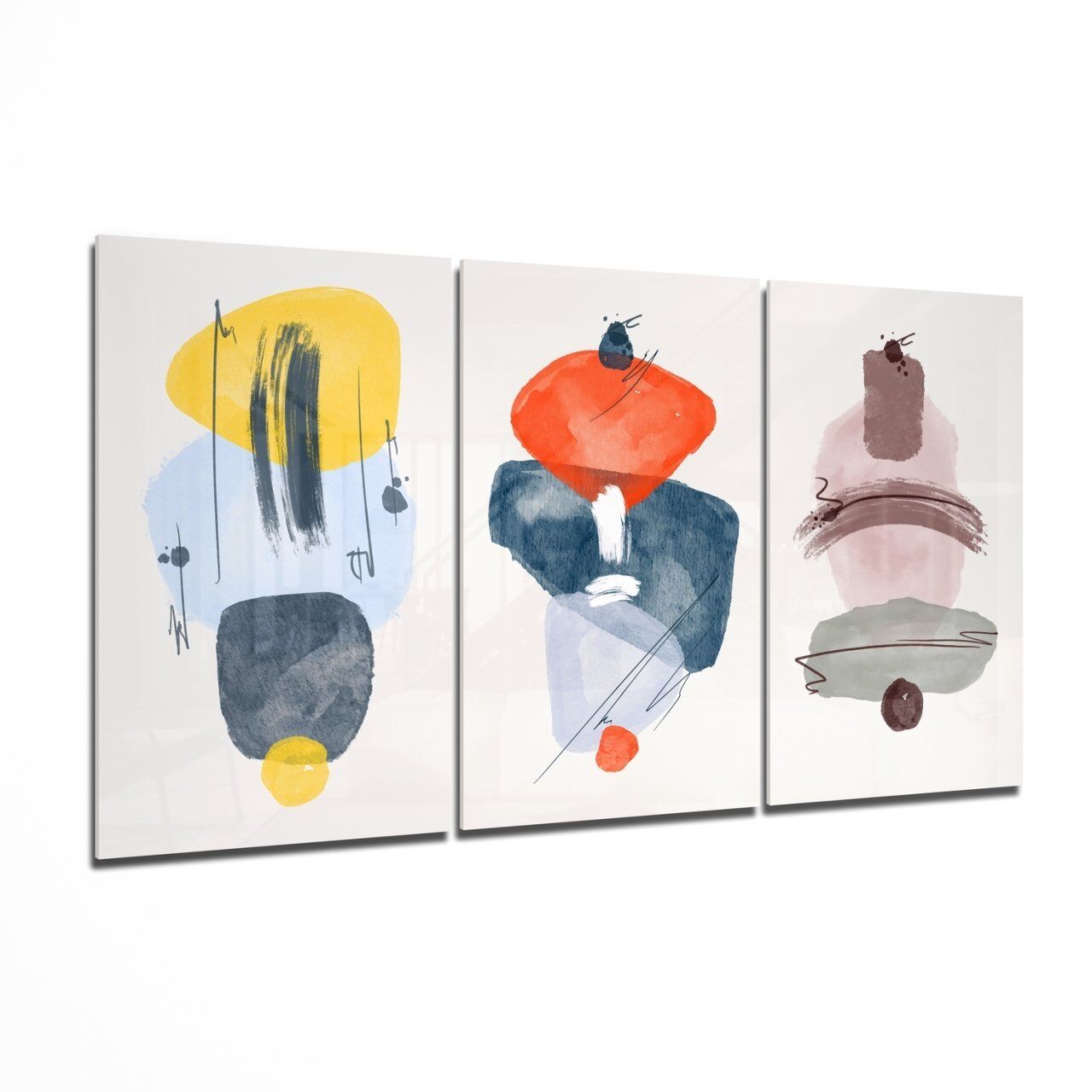 Soyut Şekiller 4 Cam Tablo