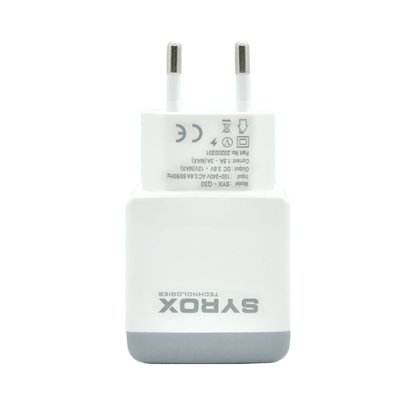 Syrox Q30 MicroUSB Girişli 3.0 Amper Hızlı Şarj Aleti Beyaz-Gri
