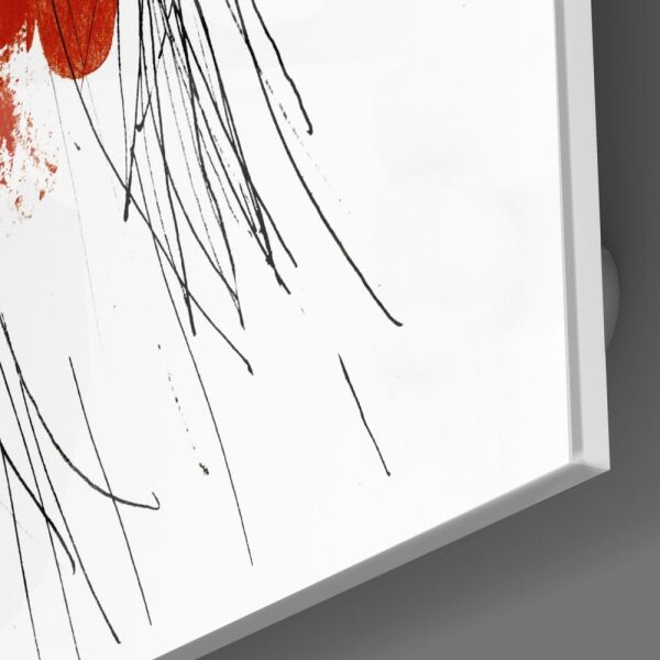 Kırmızı Düşünceler Cam Tablo