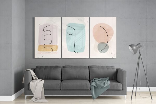 Soyut Şekiller 6 Cam Tablo