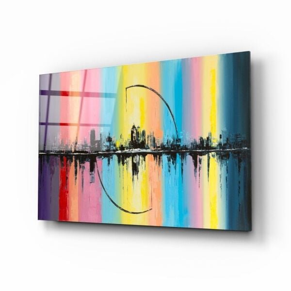 Şehir Silüet Cam Tablo