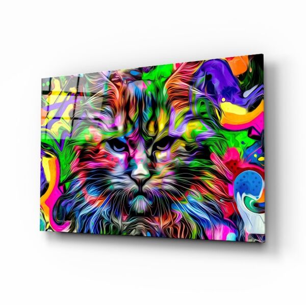 Kedi Kuşağı Cam Tablo