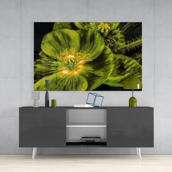 Malvales Çiçeği Cam Tablo