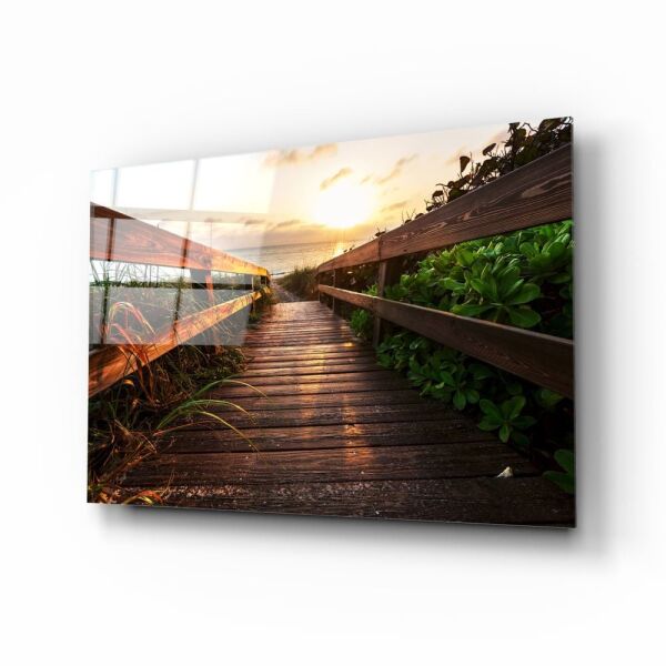 Sahilde Gün Batımı Cam Tablo No:2061