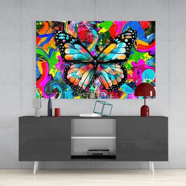 Kelebek Kuşağı Cam Tablo