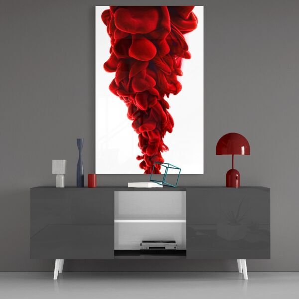 Kırmızı Katmanlar Cam Tablo