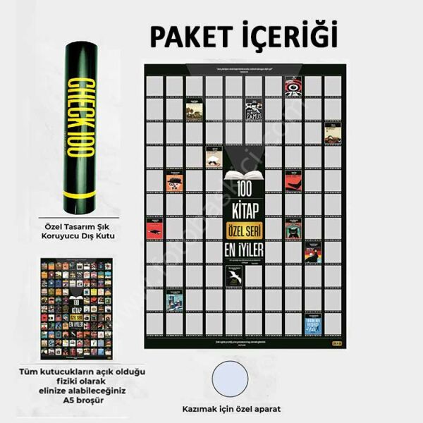 En İyi 100 Kitap Aktivite Posteri - Kazı Kazan