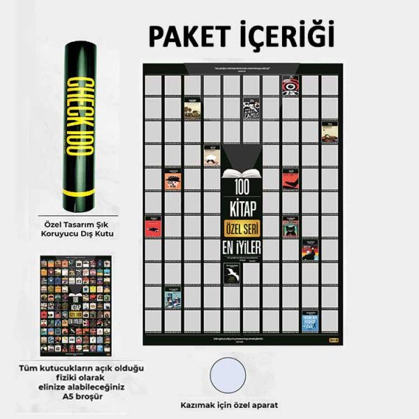 En İyi 100 Kitap Aktivite Posteri - Kazı Kazan