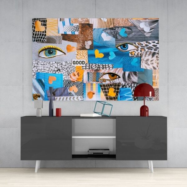 Soyut Karmaşa Cam Tablo