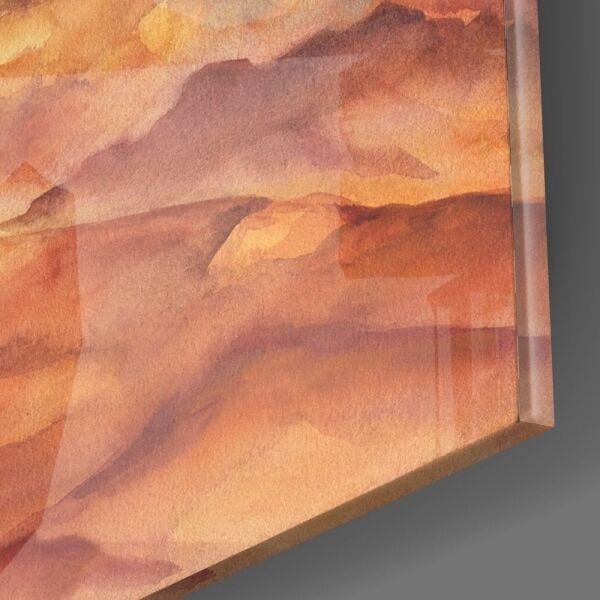 Soyut Dağlar Cam Tablo