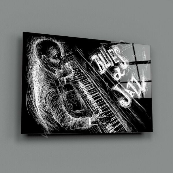 Jazz Blues Müzik Cam Tablo