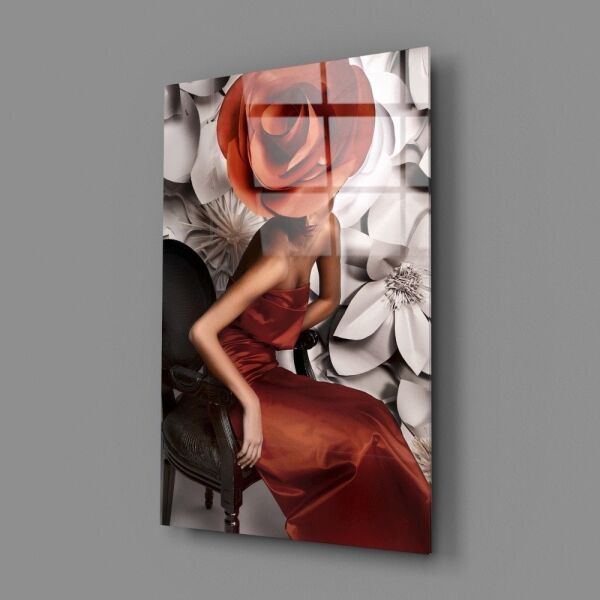 Çiçek Kadın Cam Tablo