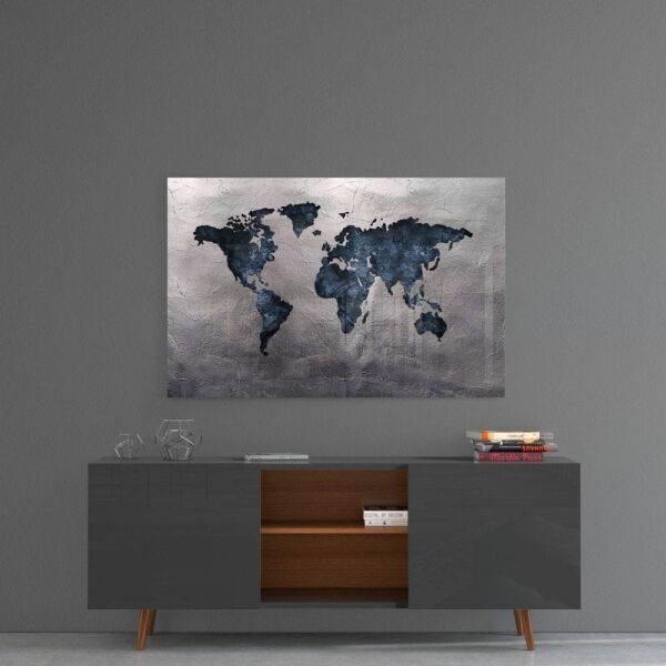 Dünya Haritası Cam Tablo