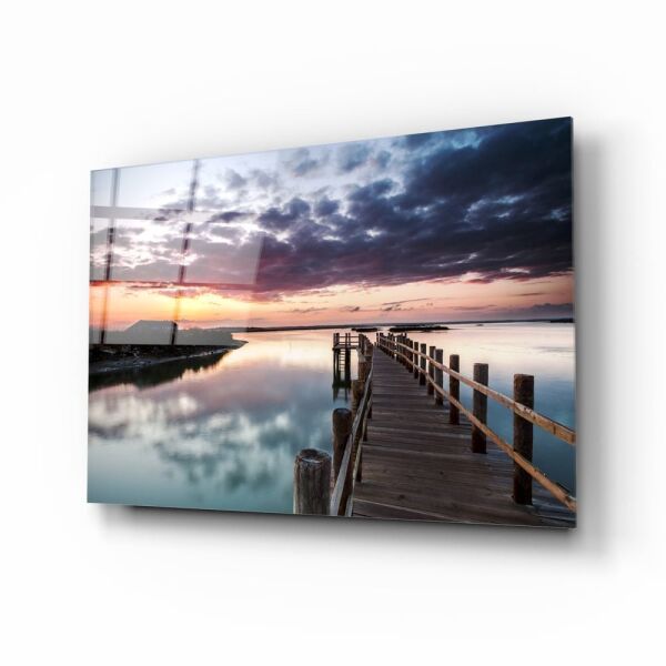 Sahilde Gün Batımı Cam Tablo No:2069