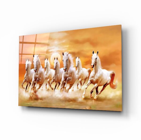 Koşan Atlar Cam Tablo