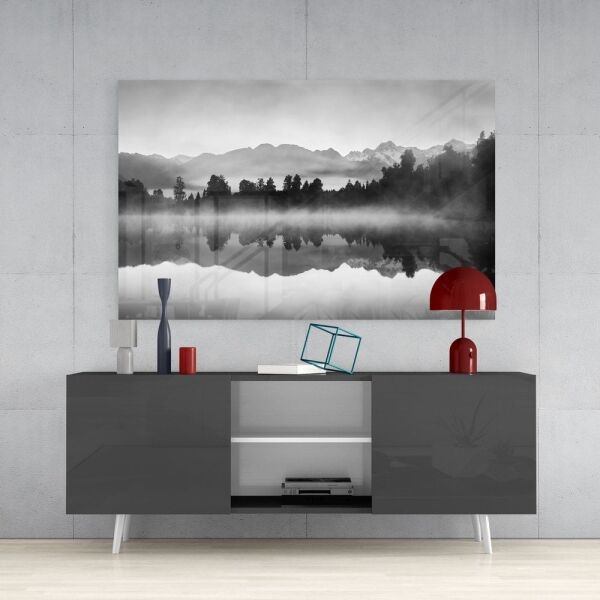 Göl Manzarası Cam Tablo