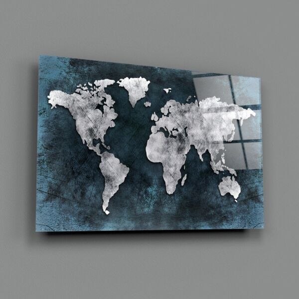Dünya Haritası Cam Tablo