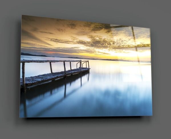 Sahilde Gün Batımı Cam Tablo No:2070