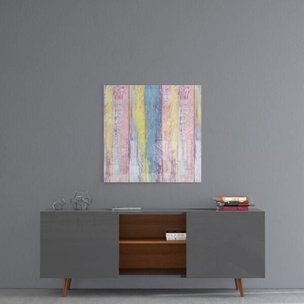 Renkli Ahşap Desenli Cam Tablo