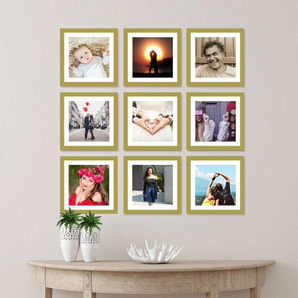 Sök Tak Kare Çerçeve Gold 3'lü 21x21 cm