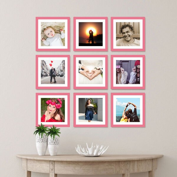 Sök Tak Kare Çerçeve Pembe 3'lü 21x21 cm