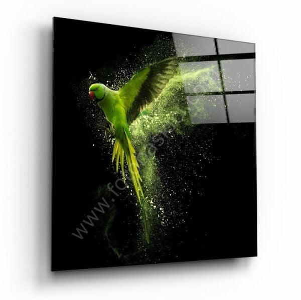 Yeşil Papağan Cam Tablo No:3040