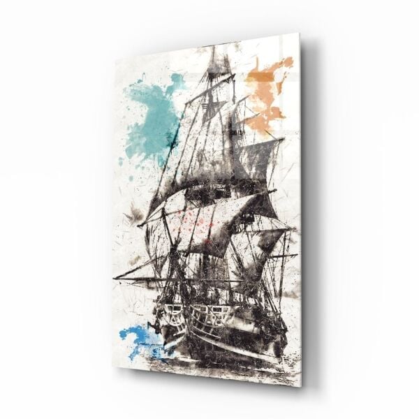 Gemi İlüstrasyon Cam Tablo