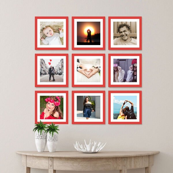 Sök Tak Kare Çerçeve Kırmızı 3'lü 21x21 cm