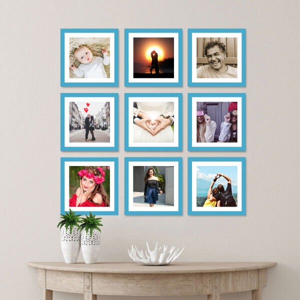 Sök Tak Kare Çerçeve Mavi 3'lü 21x21 cm